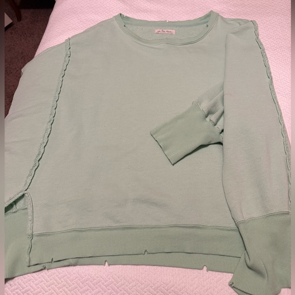 Free People Camden Green Oversized Sweatshirt GUC - Picture 3 of 9